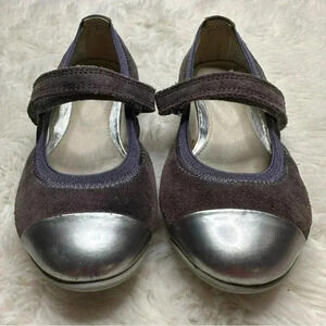Clarks Ballet Flats Purple Silver Velvety Toddler Size  8